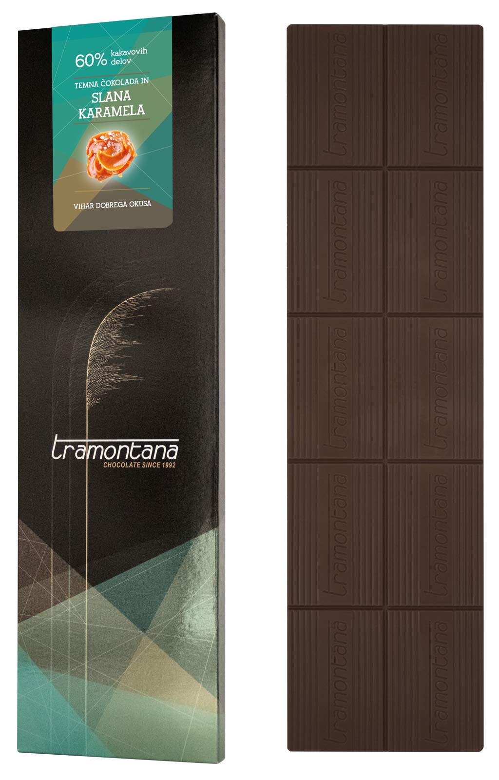 Tramontana čokoladna tablica – temna čokolada in slana karamela
